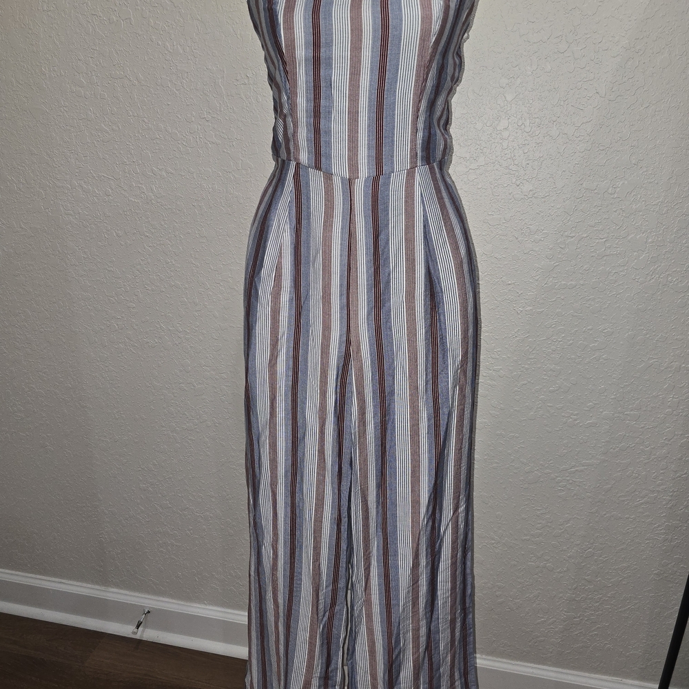 Striped Sleeveless Wide-Leg Jumpsuit — Multicolor